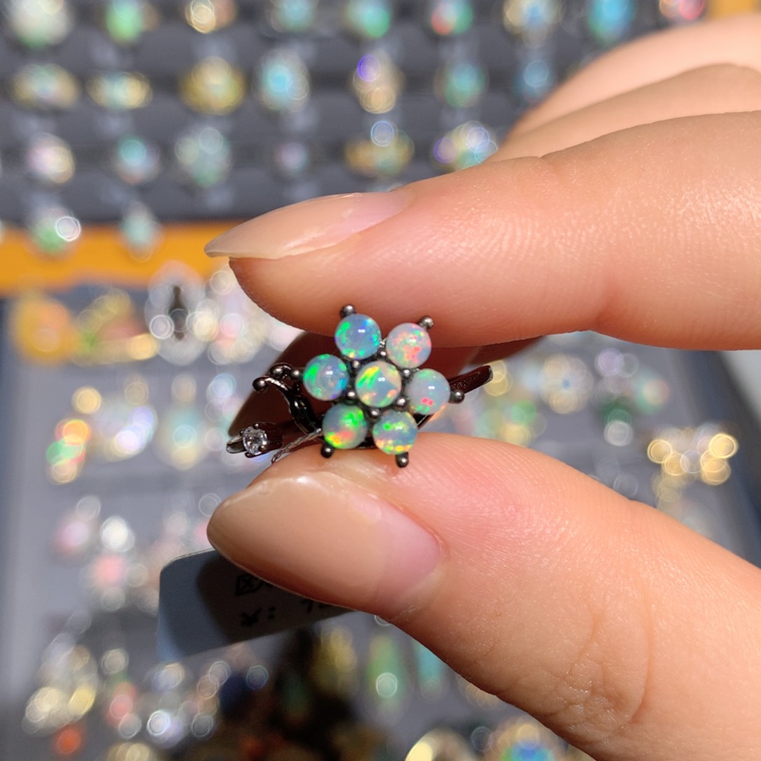 欧泊银S925镶嵌欧泊戒指t