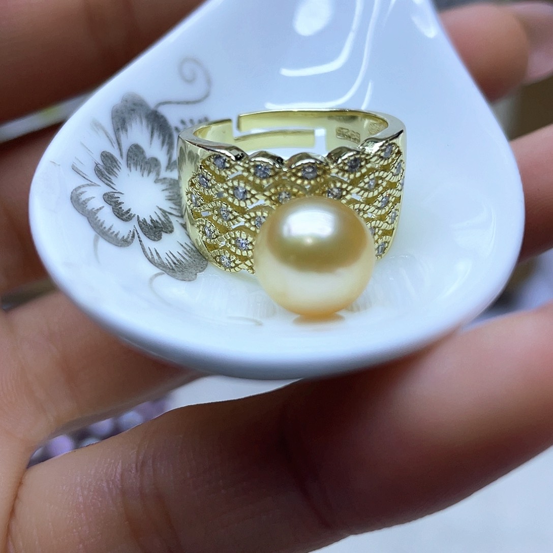 海水珍珠戒指银S925镶嵌