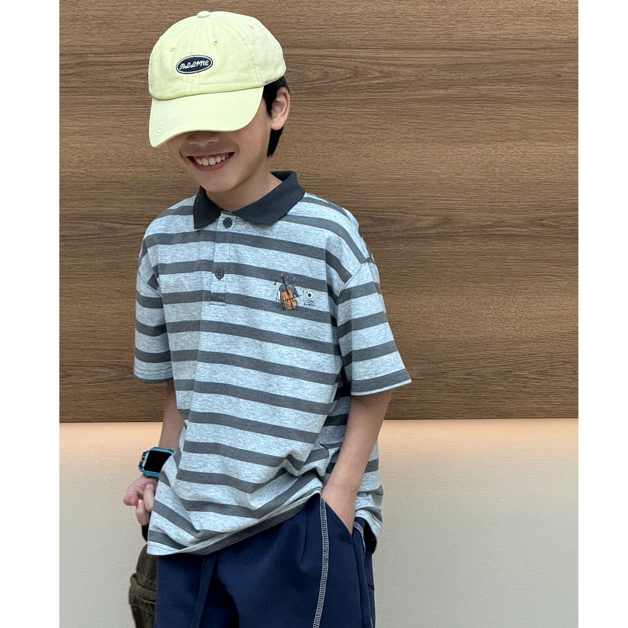 vilimama2025夏款【猫咪交响乐】条纹短袖学院风翻领POLO衫V55404