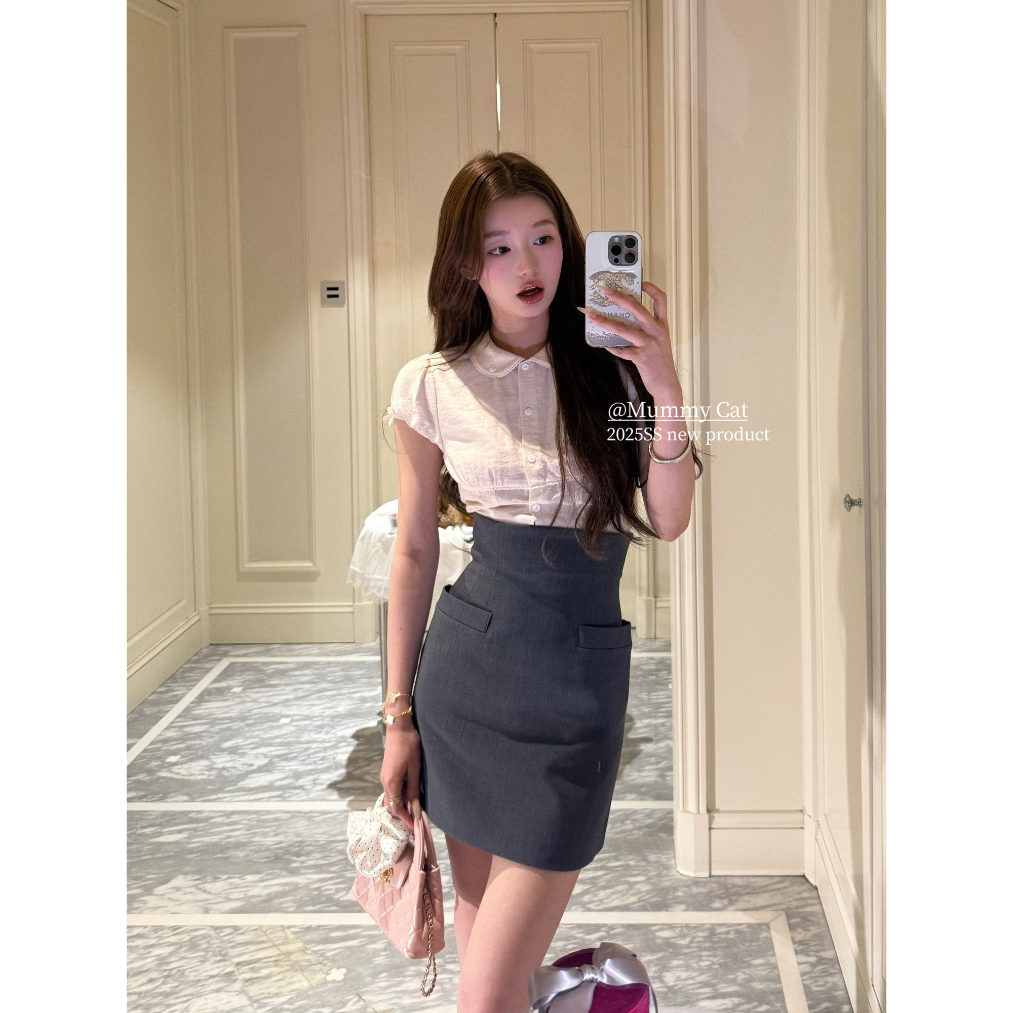 Mummy Cat下蛋喵 【办公室少女】纯色高腰包臀百搭显瘦半身裙短裙