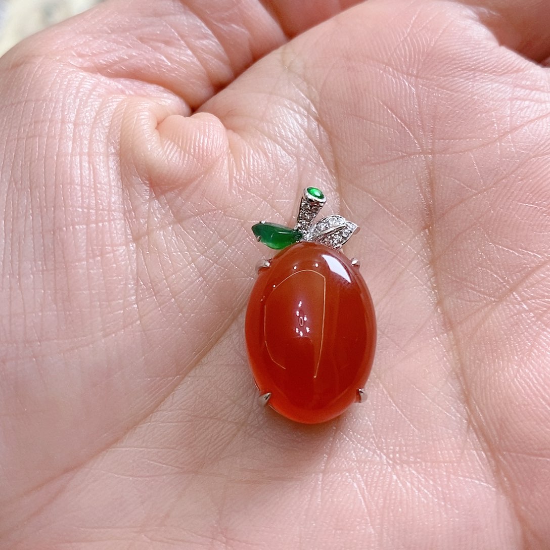 玛瑙/玉髓吊坠(不含链)银S925镶嵌