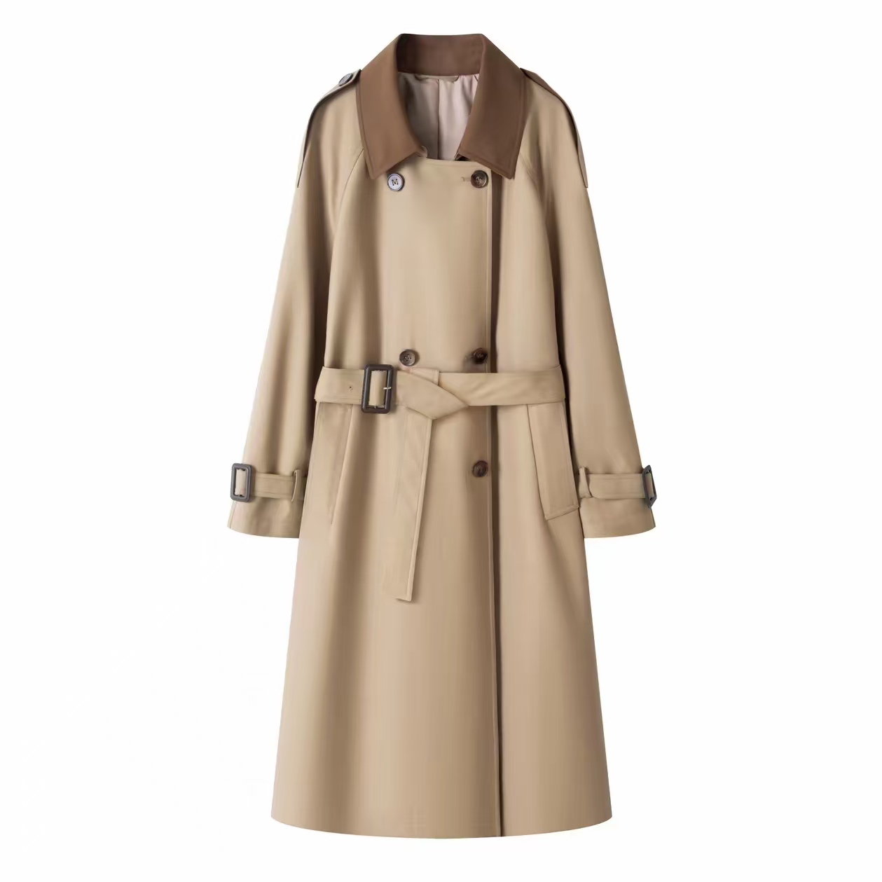 〈纪朵研〉1198极简气质简约长款显高垂感女士显瘦复古风衣外套