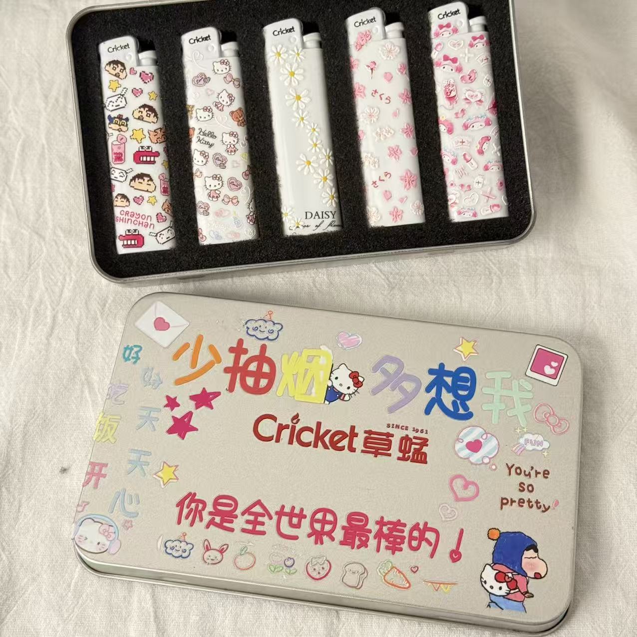 草蜢正版cricket创意高颜值可爱kt猫女生打火机个性防爆送礼物