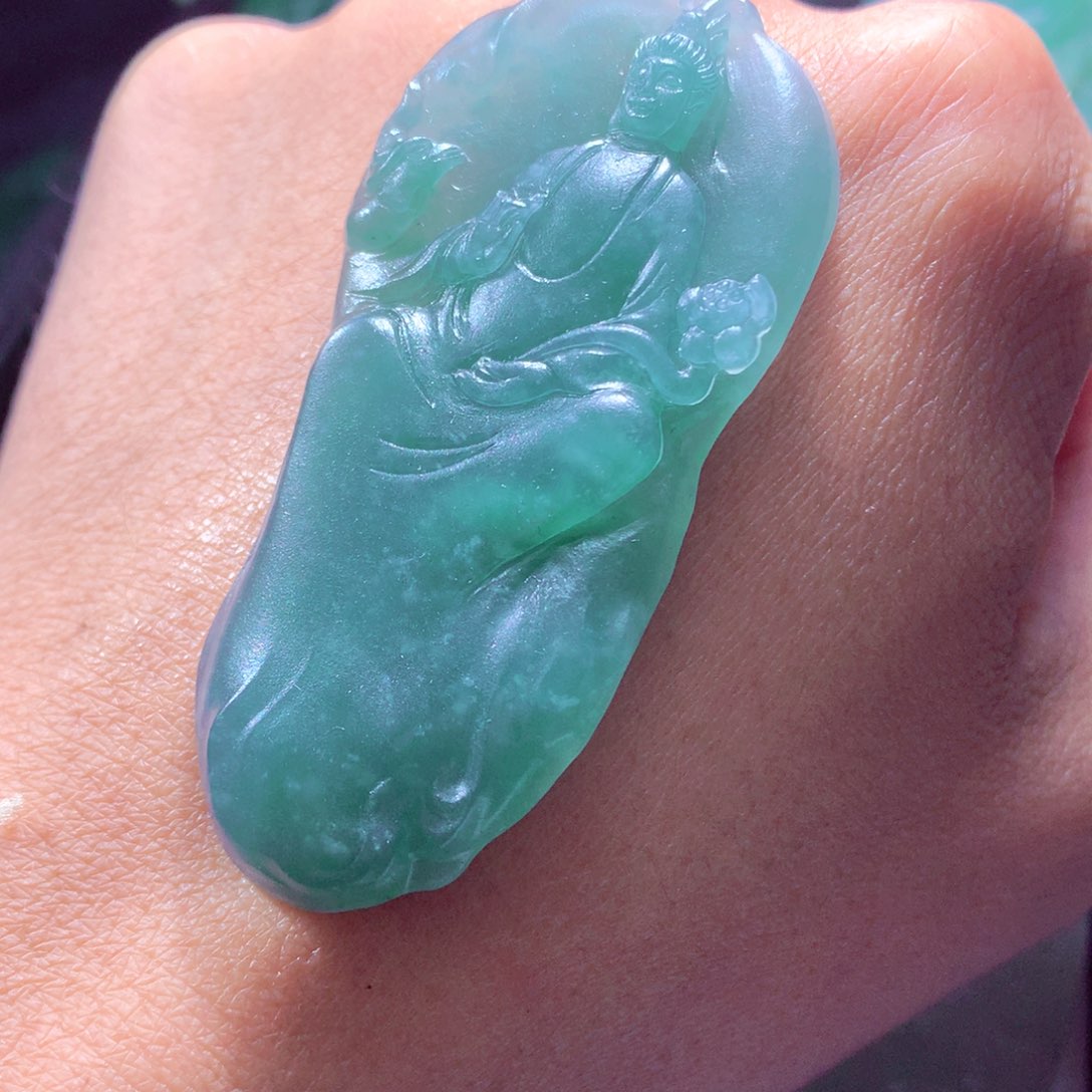 定制翡翠未镶嵌天然翡翠A货毛货挂件