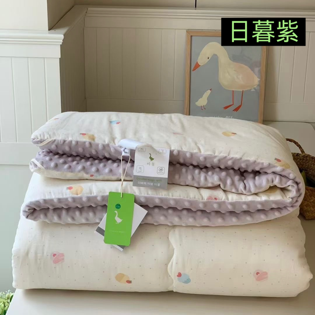 【糯米纱布双人豆豆被】A版全棉双层纱B版高克重豆豆绒2×2.3m