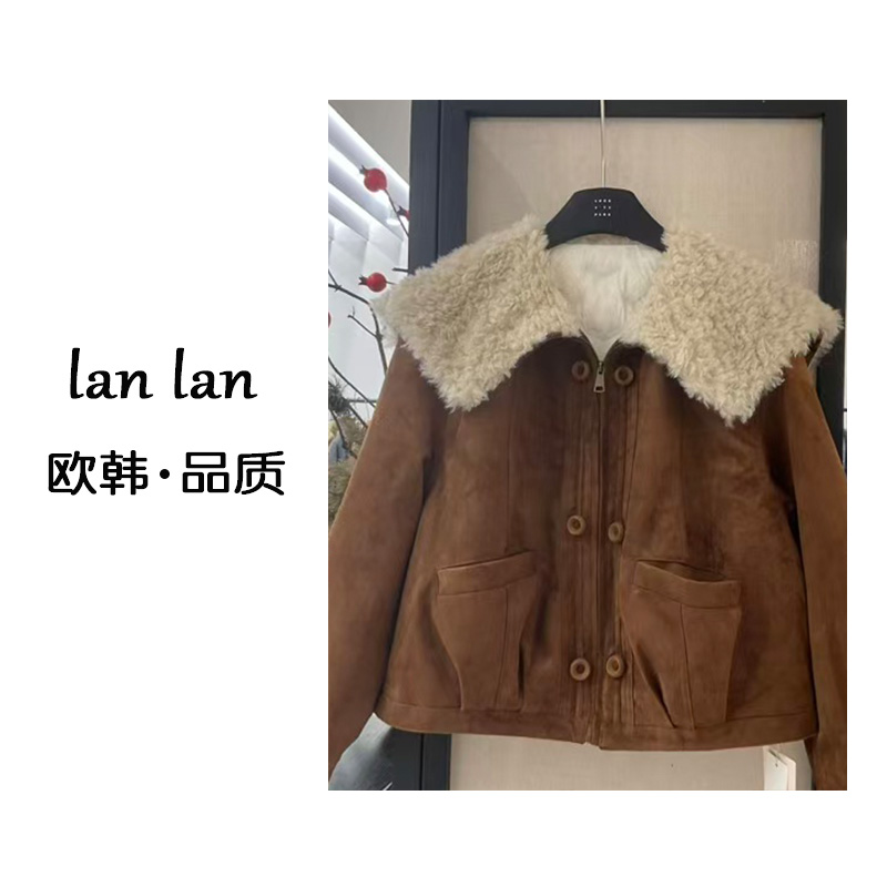 琪琪-冬上新【毛领麂皮羽绒派克】25295韩版洋气短款羽绒派克