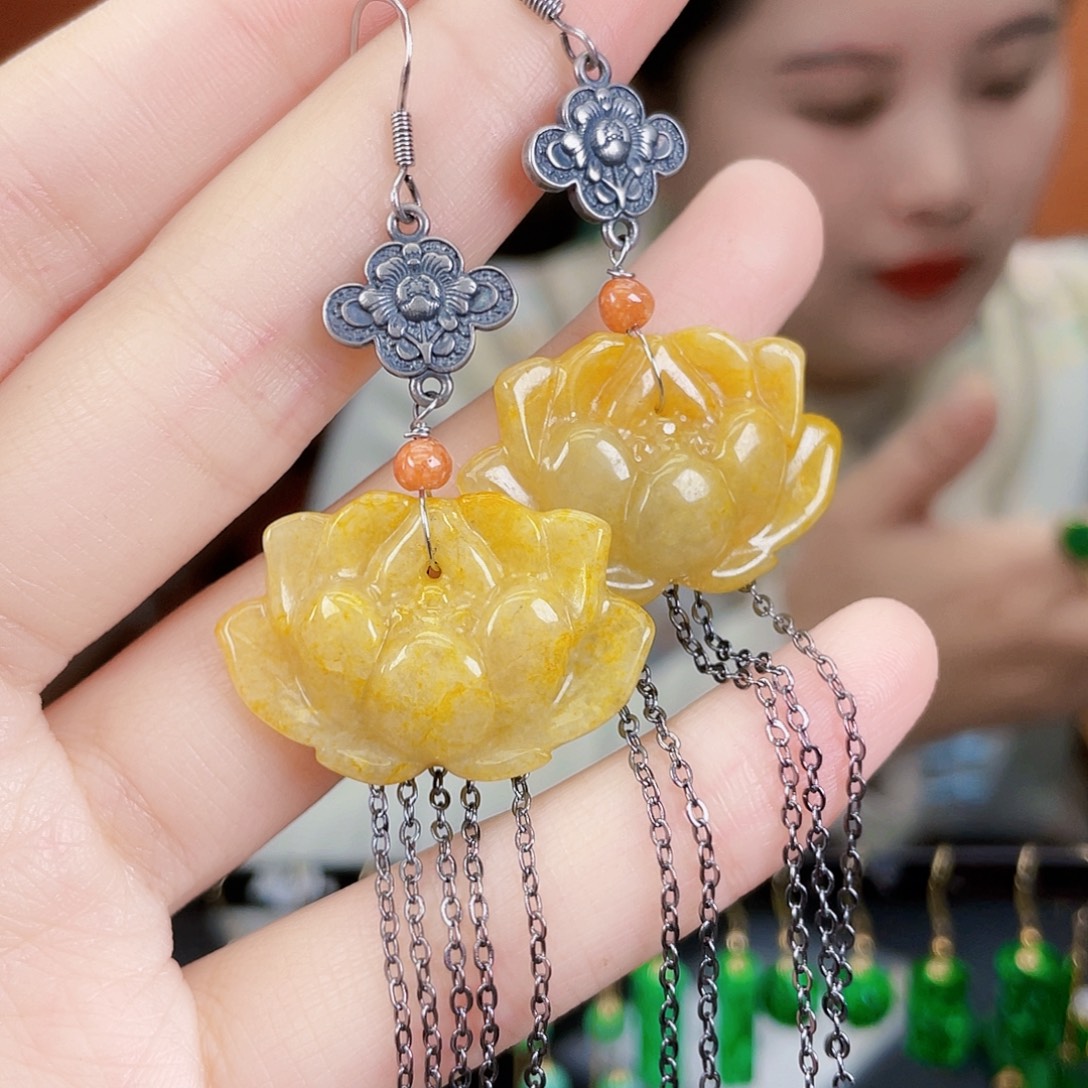 翡翠未镶嵌耳饰饰品