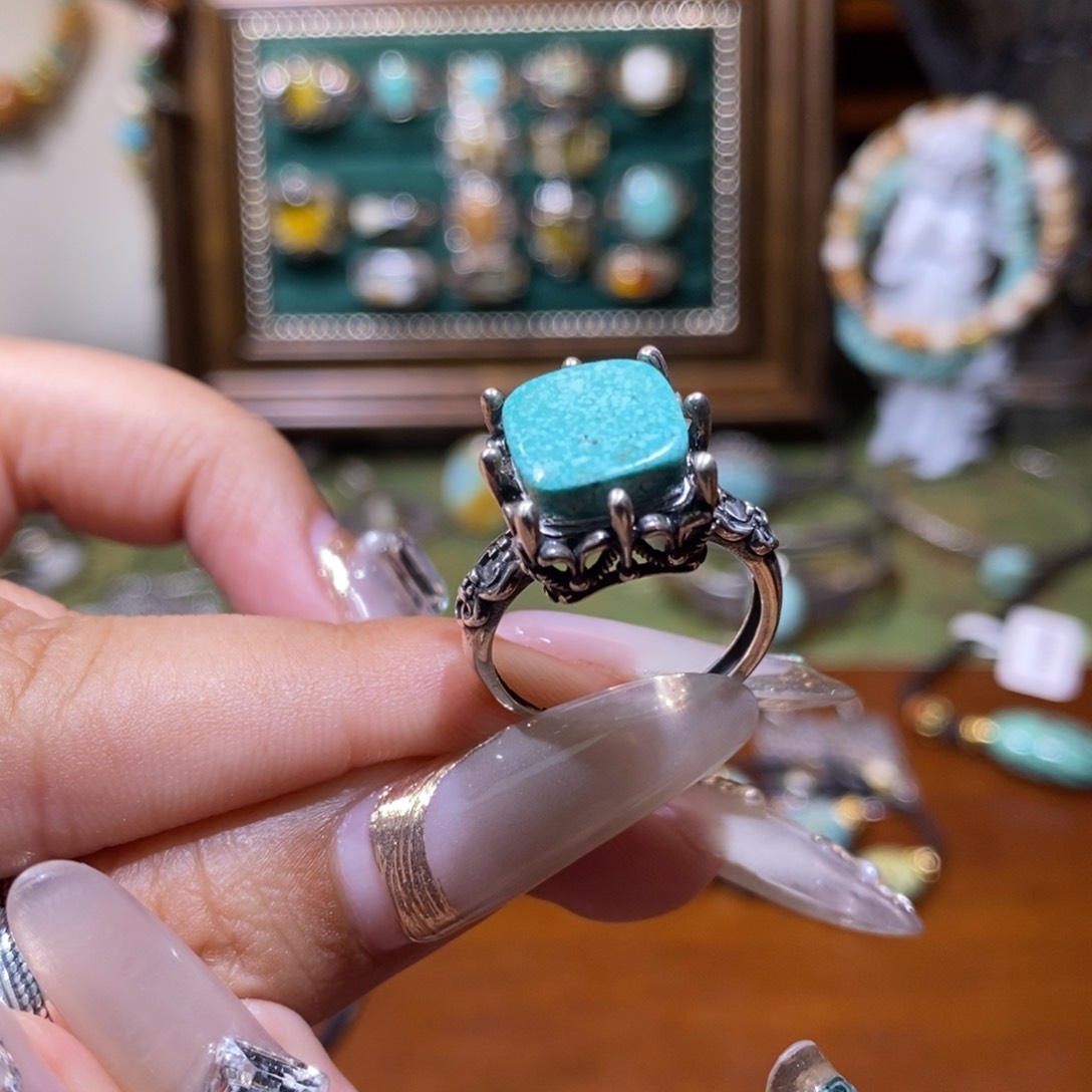绿松石银S925镶嵌戒指戒指