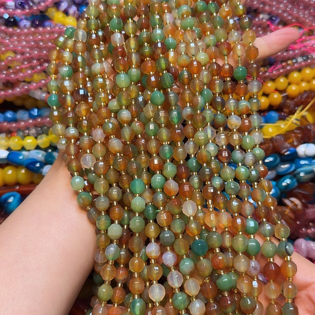 玛瑙/玉髓未镶嵌珠宝半成品天然孔雀玛瑙路路通一条8mm