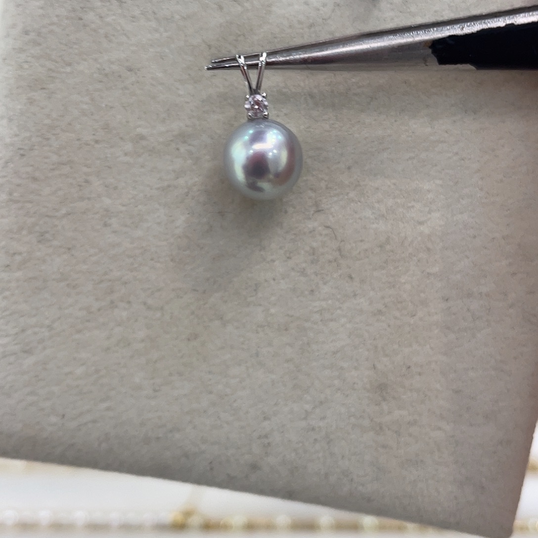 海水珍珠18K金镶嵌吊坠(不含链)