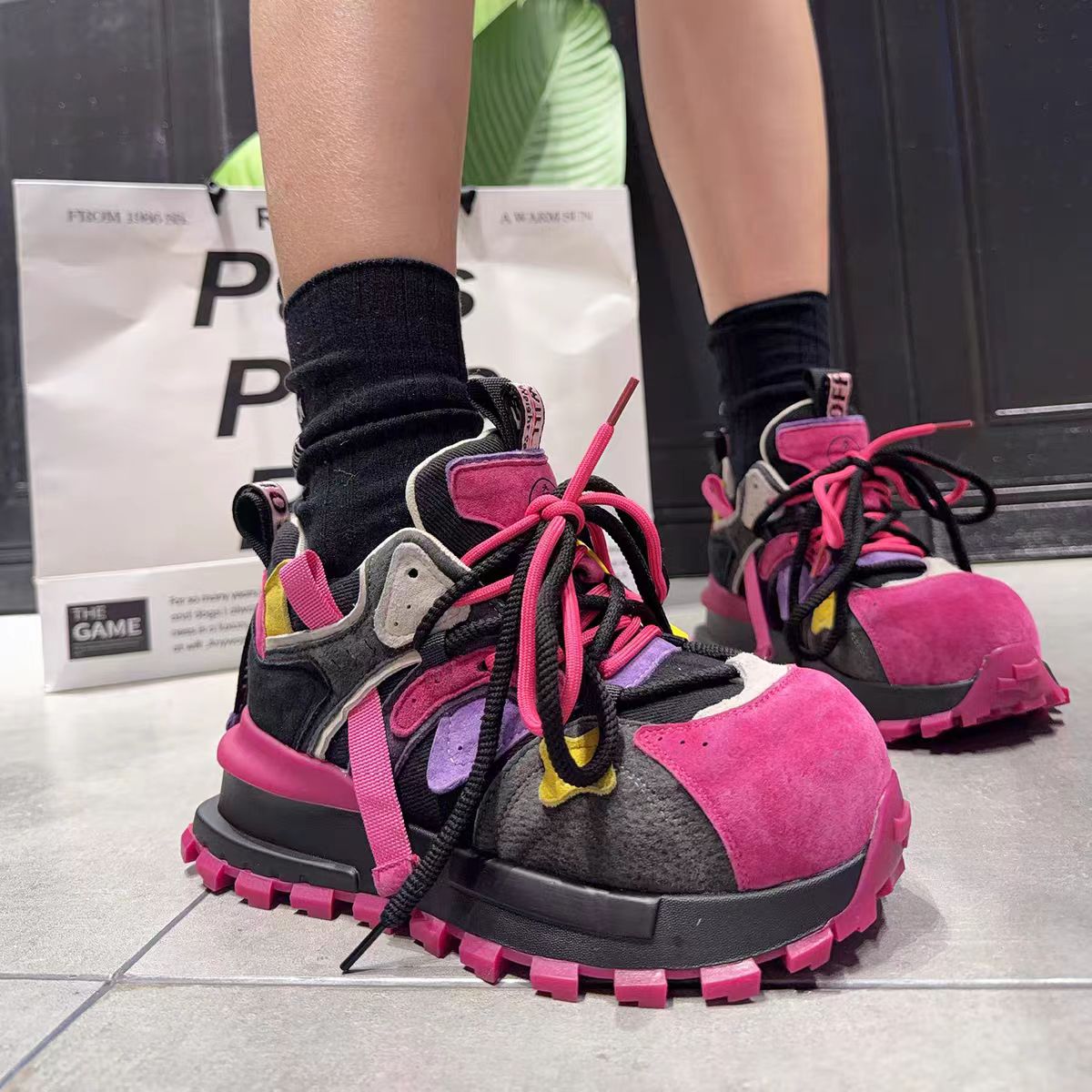 【SYQ】【加绒/单里】25冬款厚底增高老爹鞋女鞋百搭拼色老爹鞋ins潮