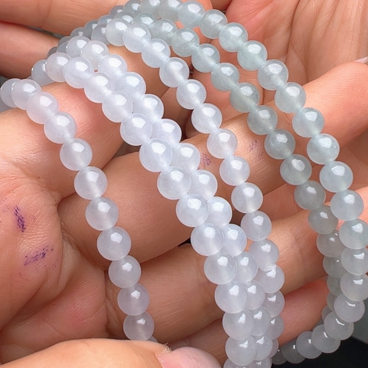 定制翡翠未镶嵌5.2mm种老渐变长项链