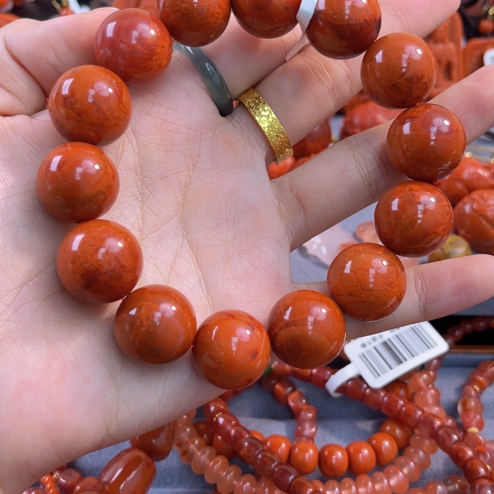 南红玛瑙多样性发一件未镶嵌瓦西手串卡16mm