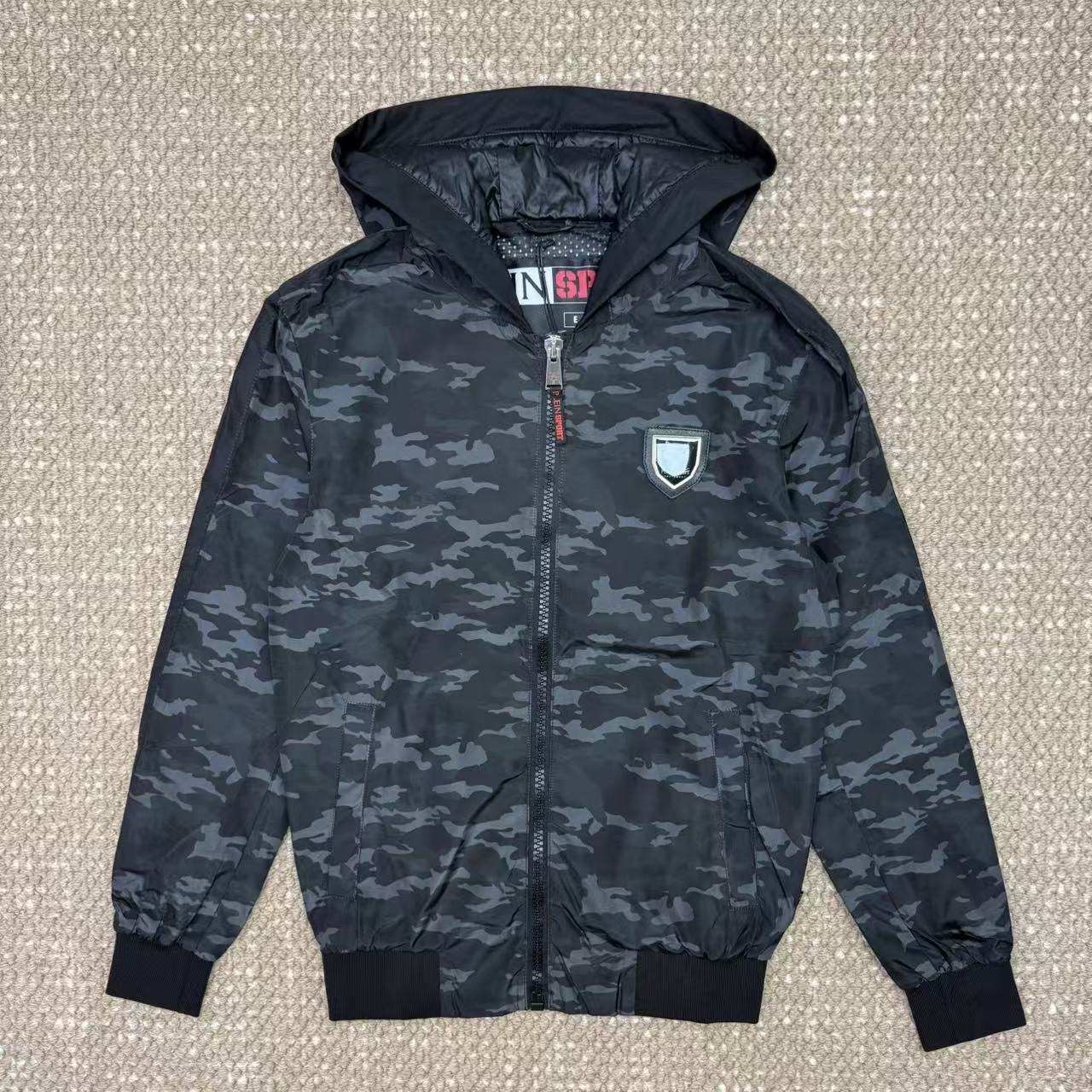 未使用 Philipp Plein Sport PP 虎头徽章暗纹连帽夹克