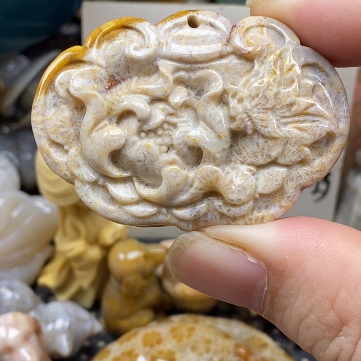 硅化珊瑚（珊瑚玉）未镶嵌颈饰