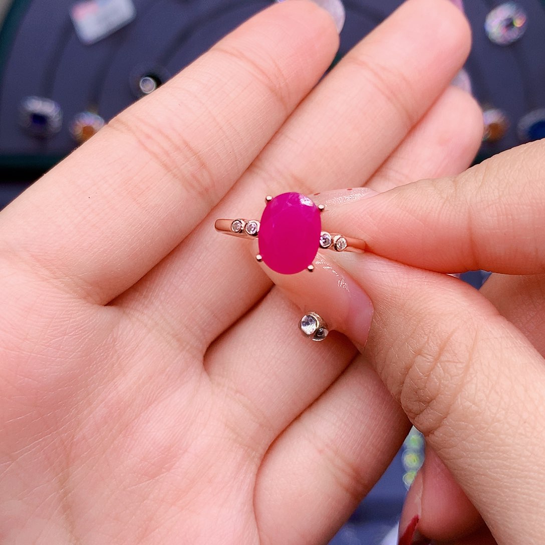 红宝石戒指银S925镶嵌