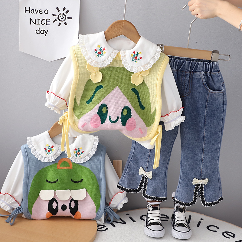 2023童装新款女童秋季森系套装可爱小公主春秋装女宝宝长袖三件套