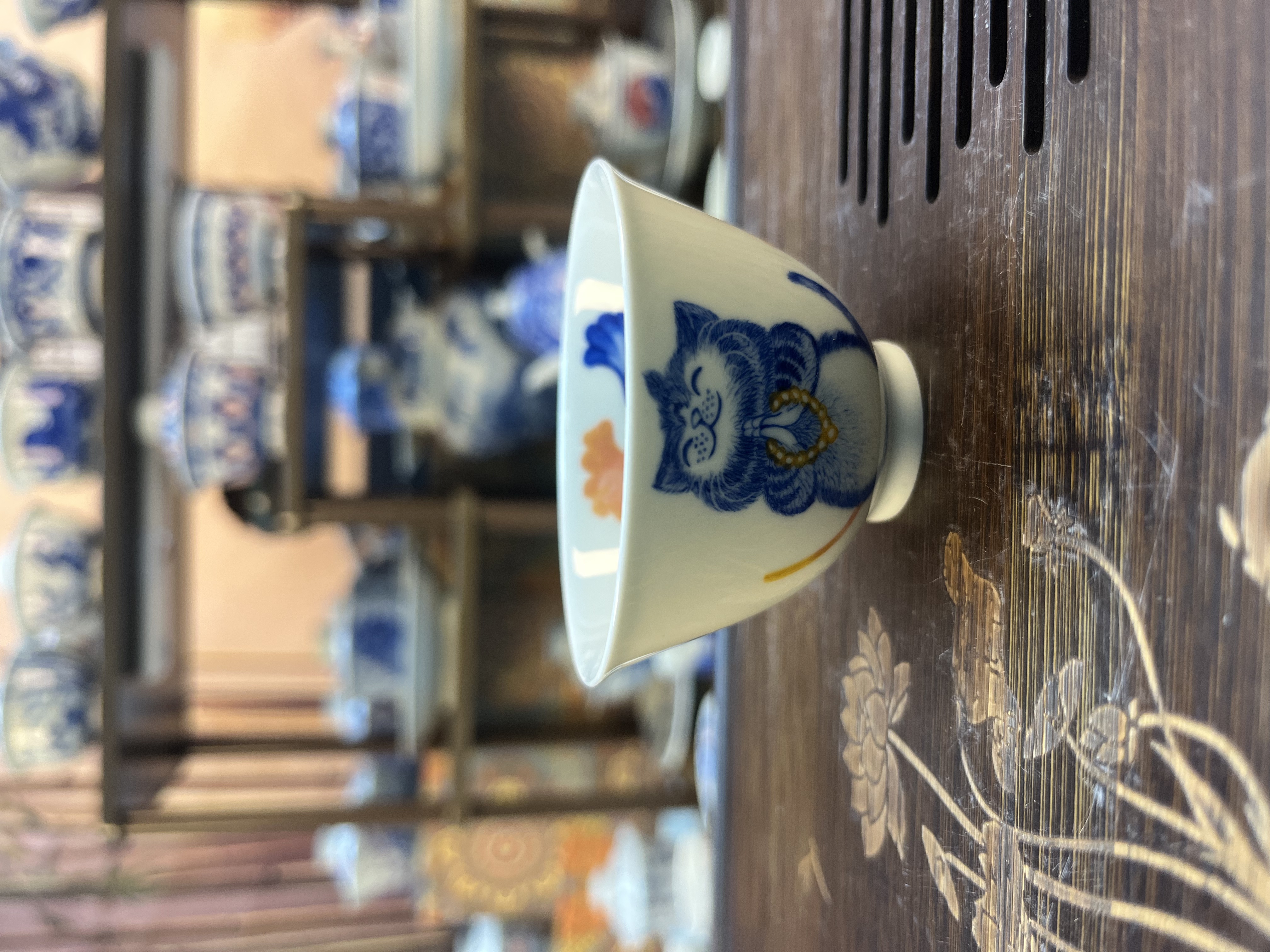 景德镇陶瓷高端精工手绘一夜暴富许愿猫主人杯