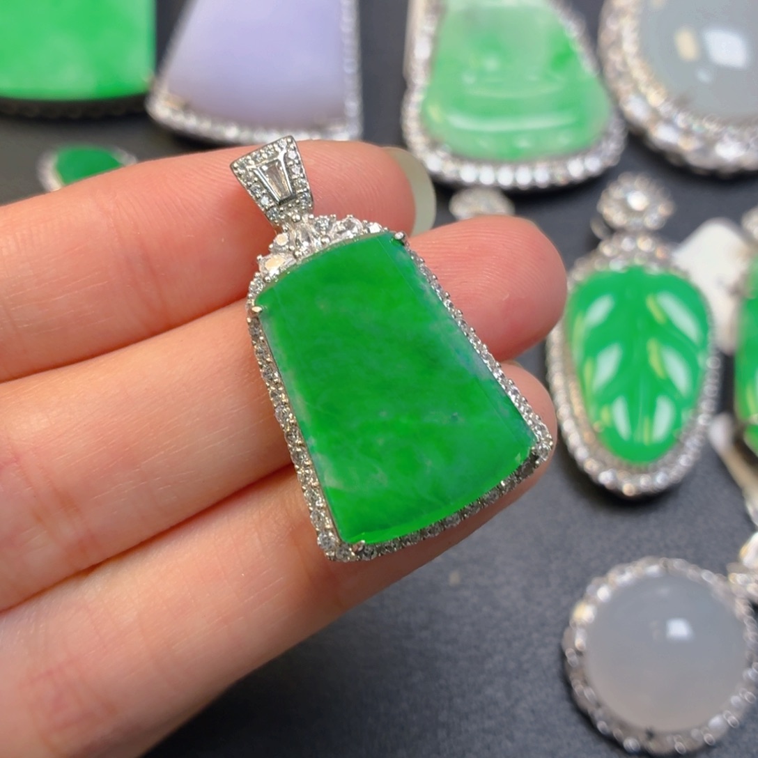 翡翠银S925镶嵌吊坠(不含链)