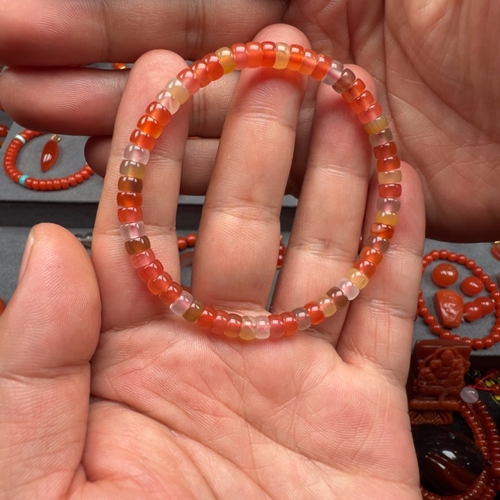南红玛瑙未镶嵌直切水果串5m全品无裂