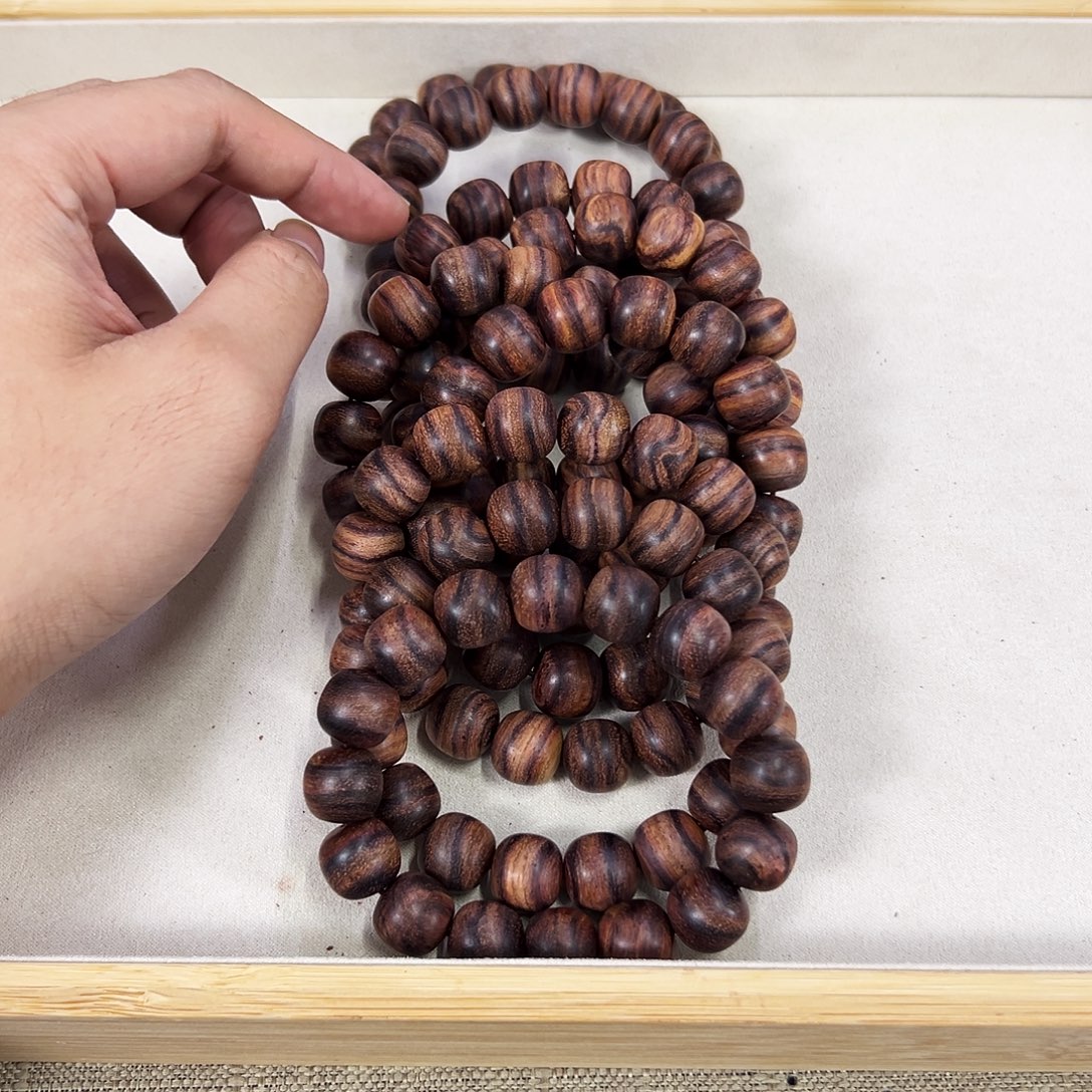 手串/手链黄花梨/降香黄檀14mm桶珠粗抛无胶无腊