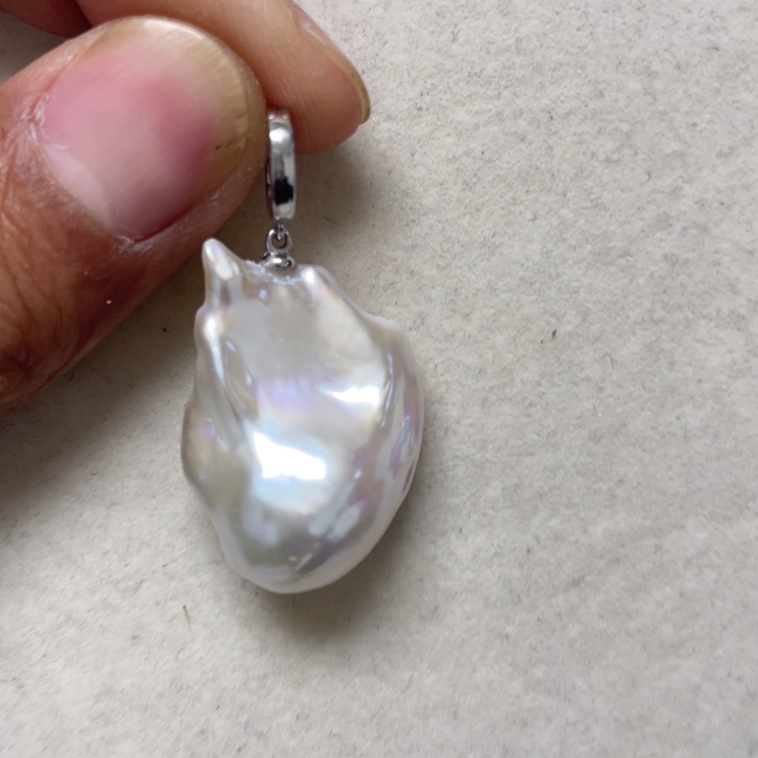 淡水珍珠吊坠(不含链)银S925镶嵌
