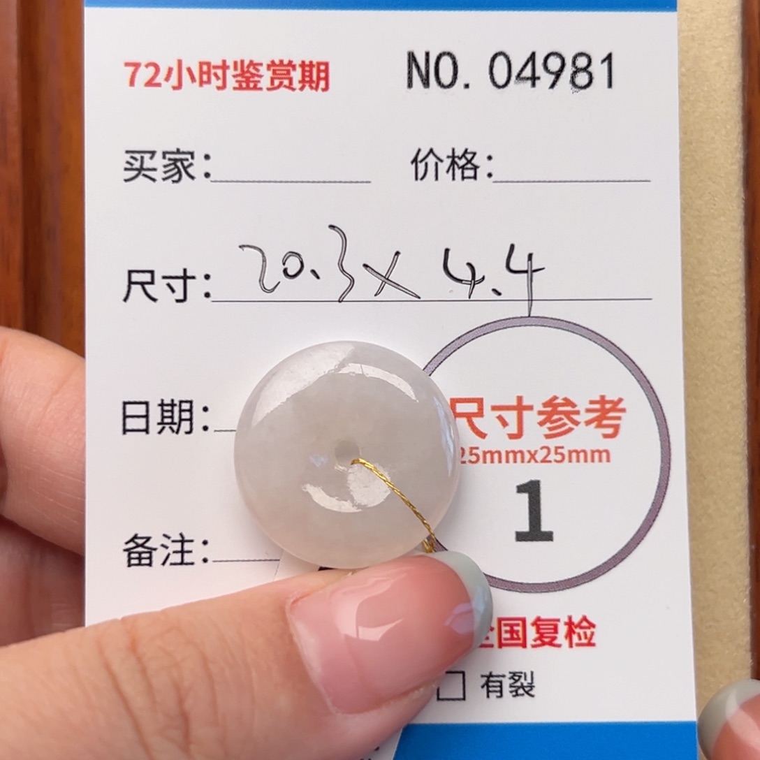翡翠颈饰未镶嵌平安扣4981