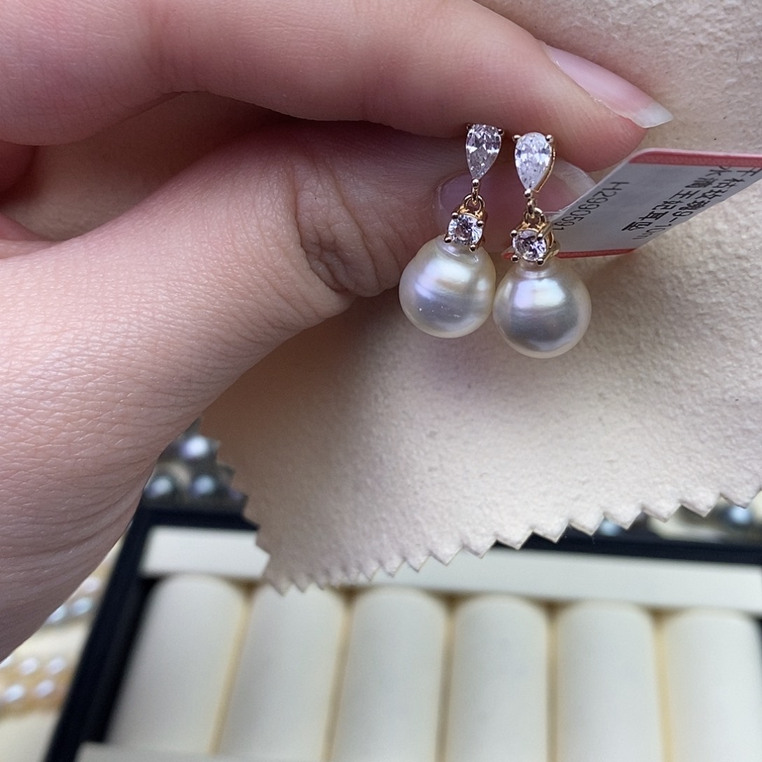 海水珍珠耳饰银S925镶嵌