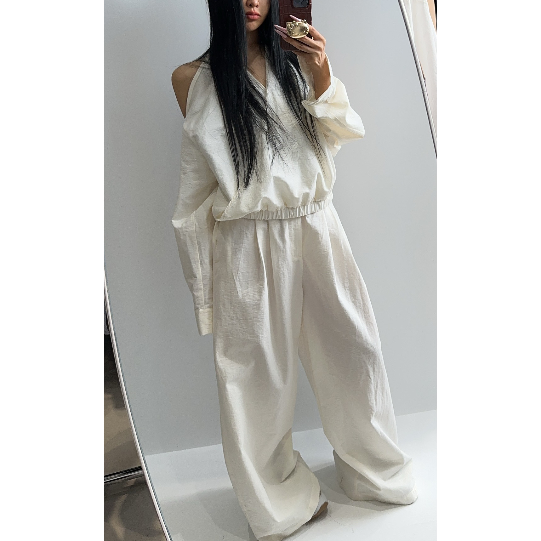 20792（定制款NO退NO换）露肩棉感博主风套装