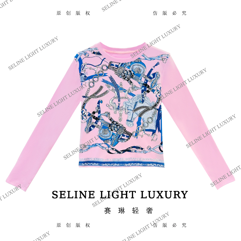 【25Q-700】七 2025 SELINE 新款时尚轻奢气质长袖T恤