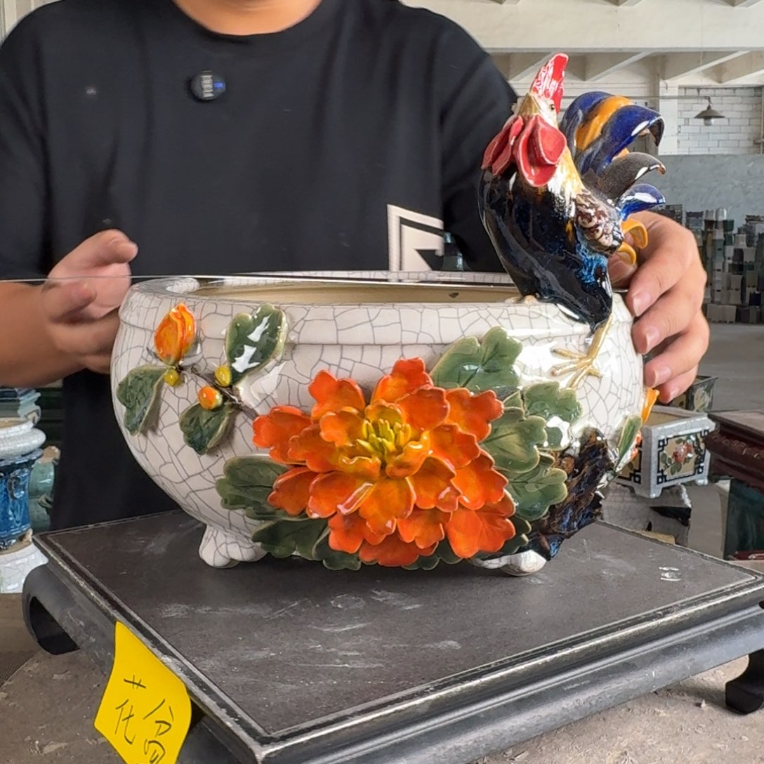 。一风堂石湾花盆 小收缩 小缝隙 内23*12