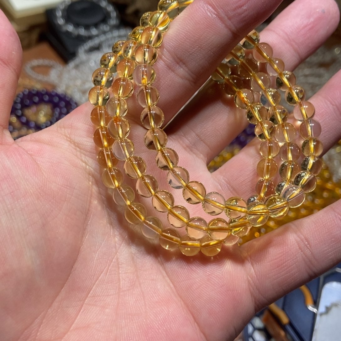 嗯***哼非金属6mm黄水手串纯净版