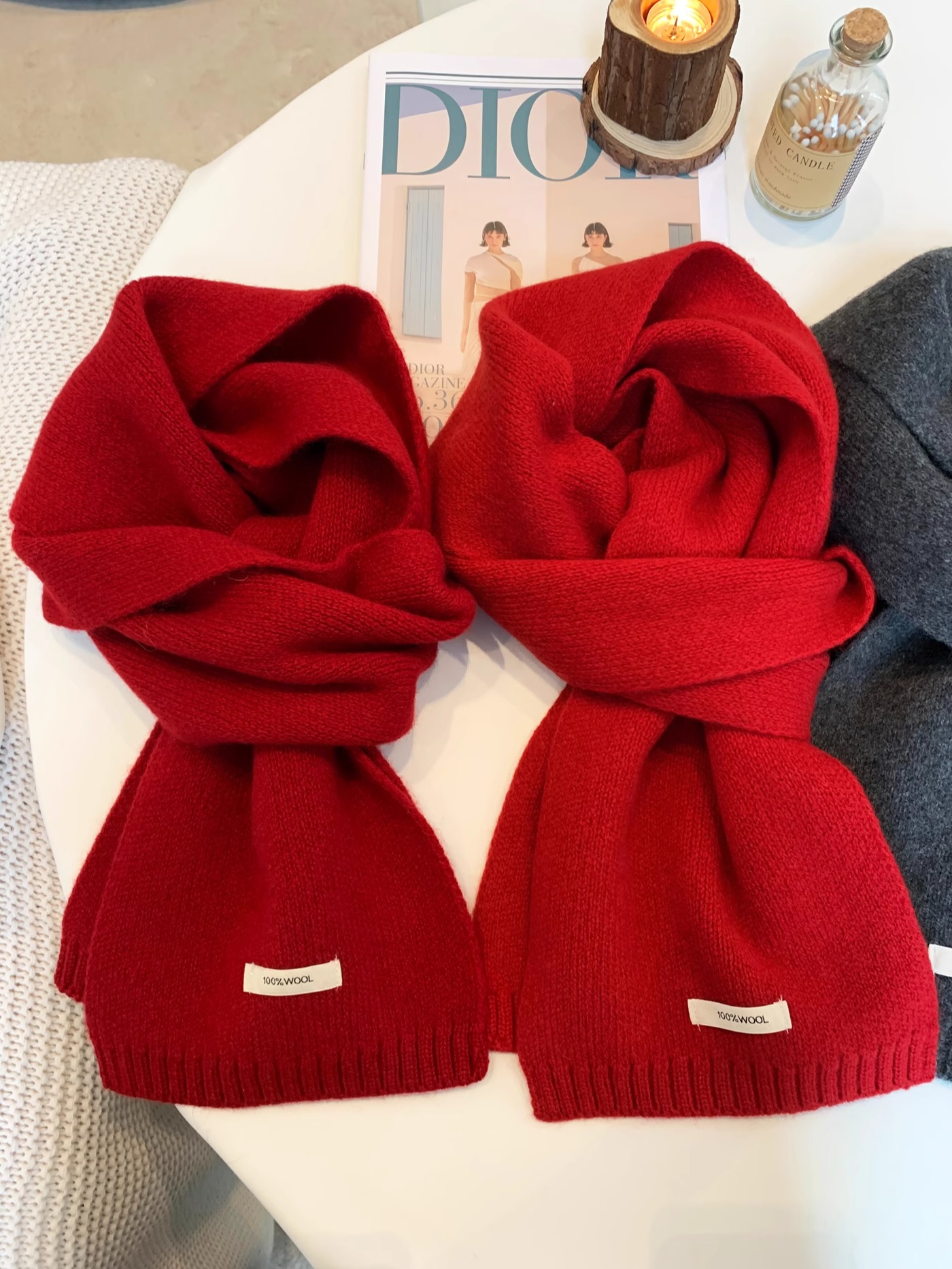 100%澳洲纯羊毛小围巾男女冬季2025新款保暖针织时尚百搭围脖韩版