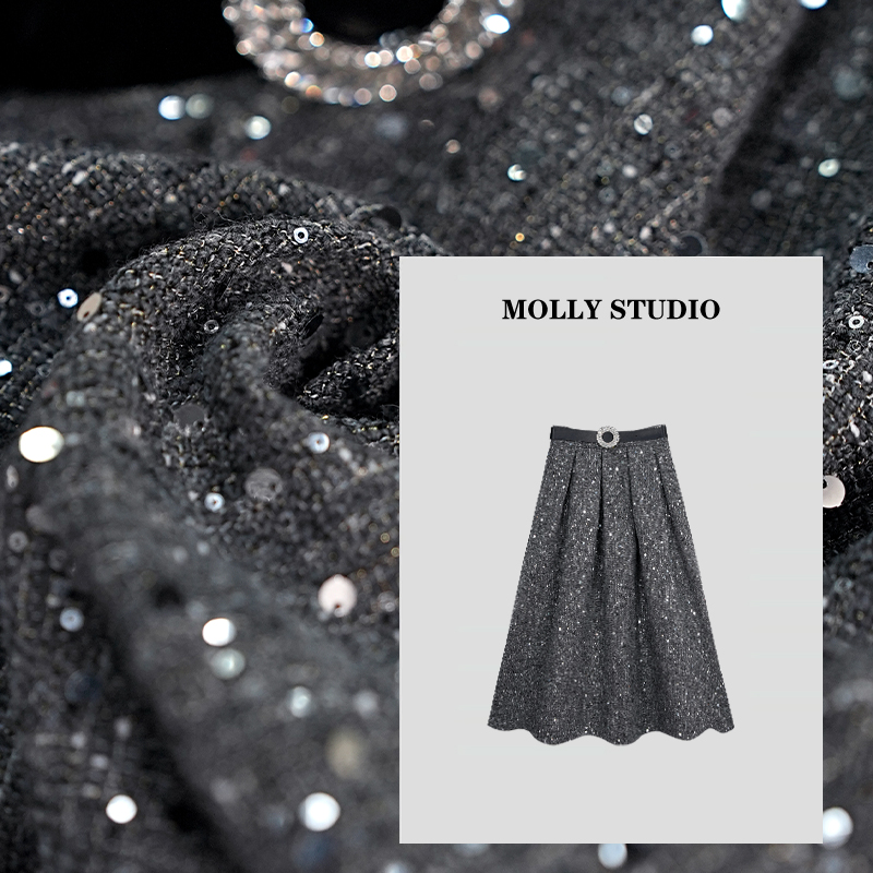 【摩登浪漫】Molly 时尚气质重工显瘦中长款百搭 半身裙 M2530334