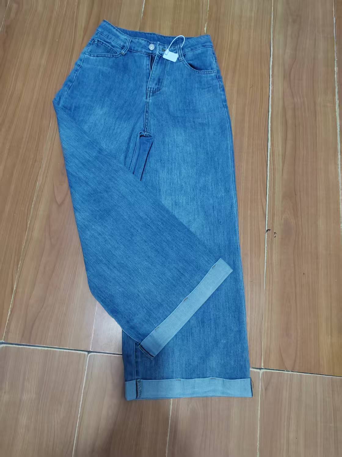 复古高腰显瘦直筒牛仔裤女宽松垂感百搭休闲阔腿裤