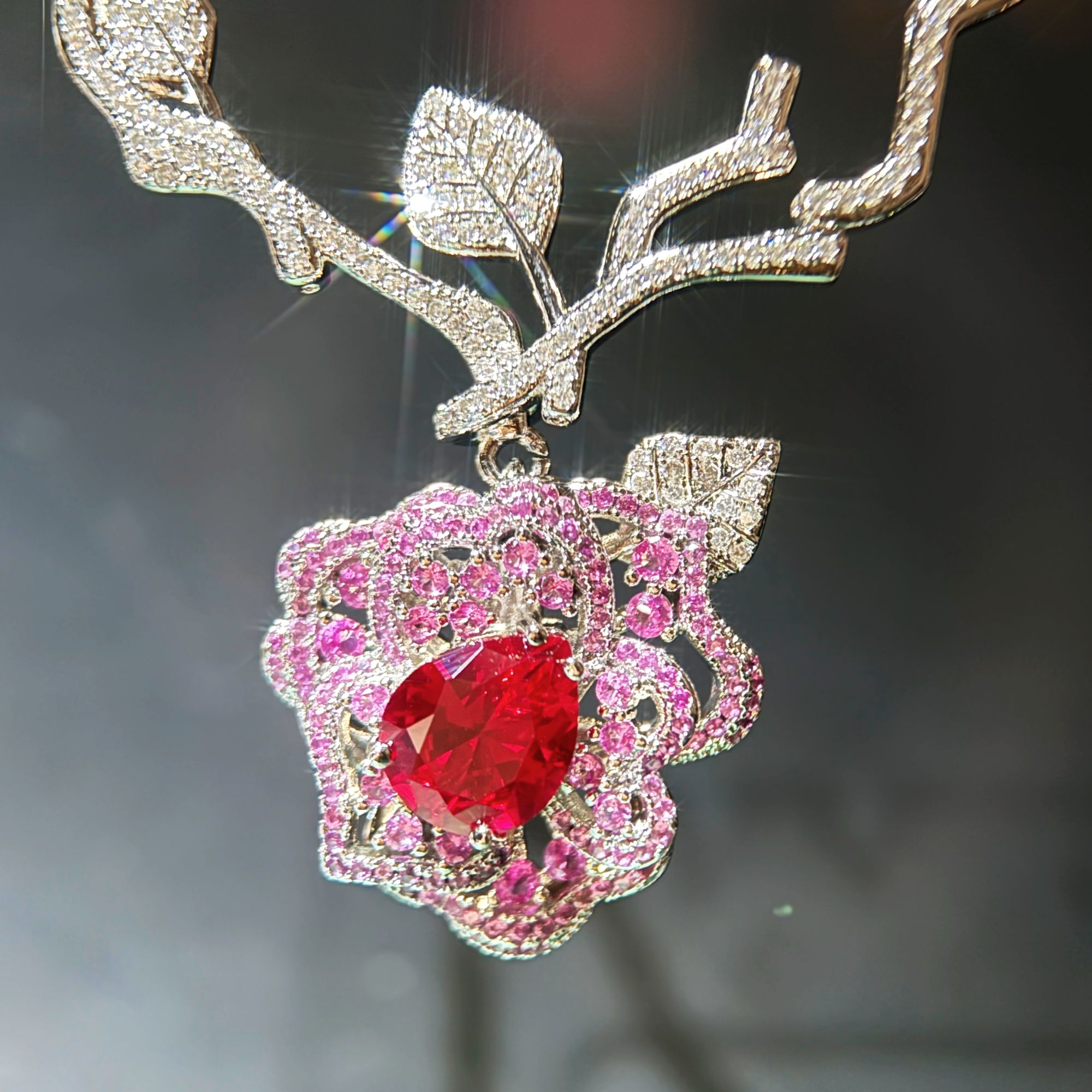 典藏轻奢-红宝石-高精切宝石吊坠YC-964