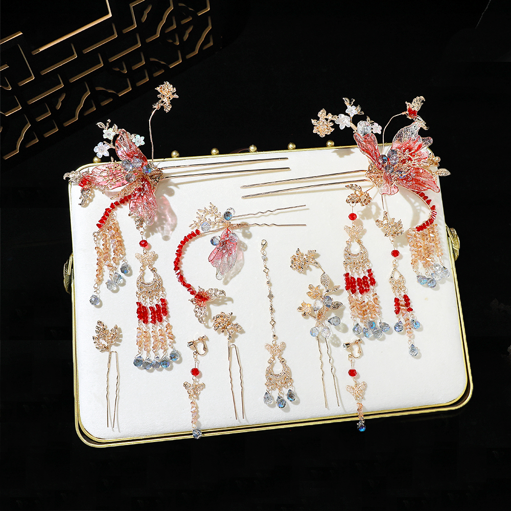 HZ1230喜看红色简约新娘宫廷造型新娘头饰