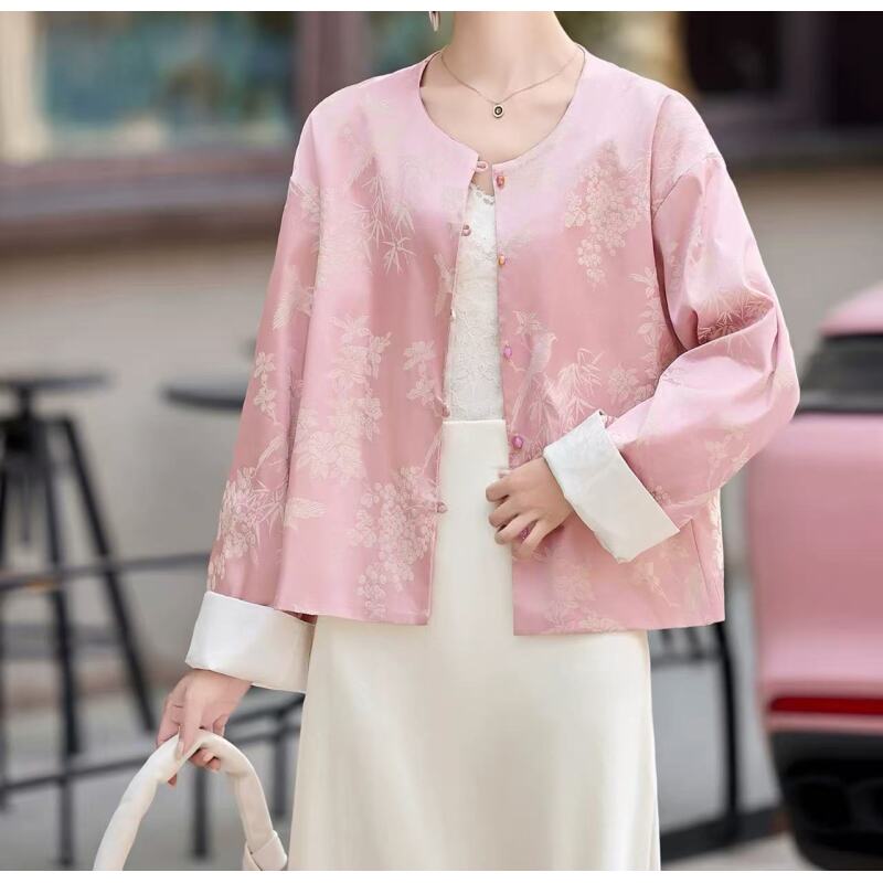 新中式复古外套女春秋2025小个子高级感洋气国风减龄提花上衣A123