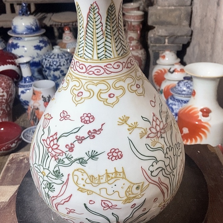 瓷瓶青花罐对瓶大