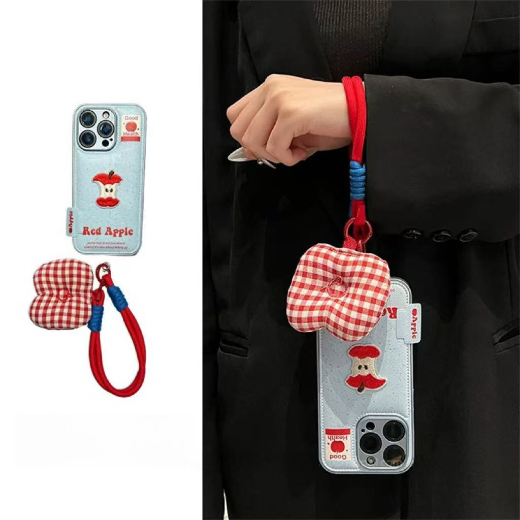 个性蓝底泼墨刺绣苹果核适用苹果17promax手机壳iPhone16pro新15