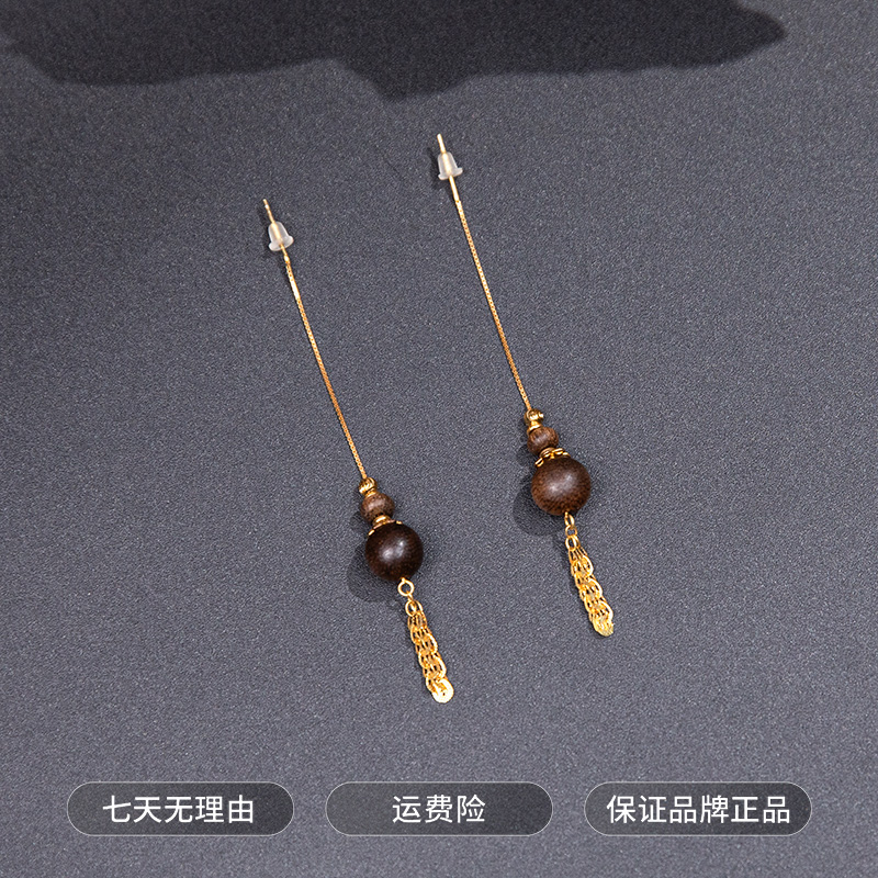 沉香【沉香协会】芽庄白奇楠 沉香耳环8mm+ ESCX204