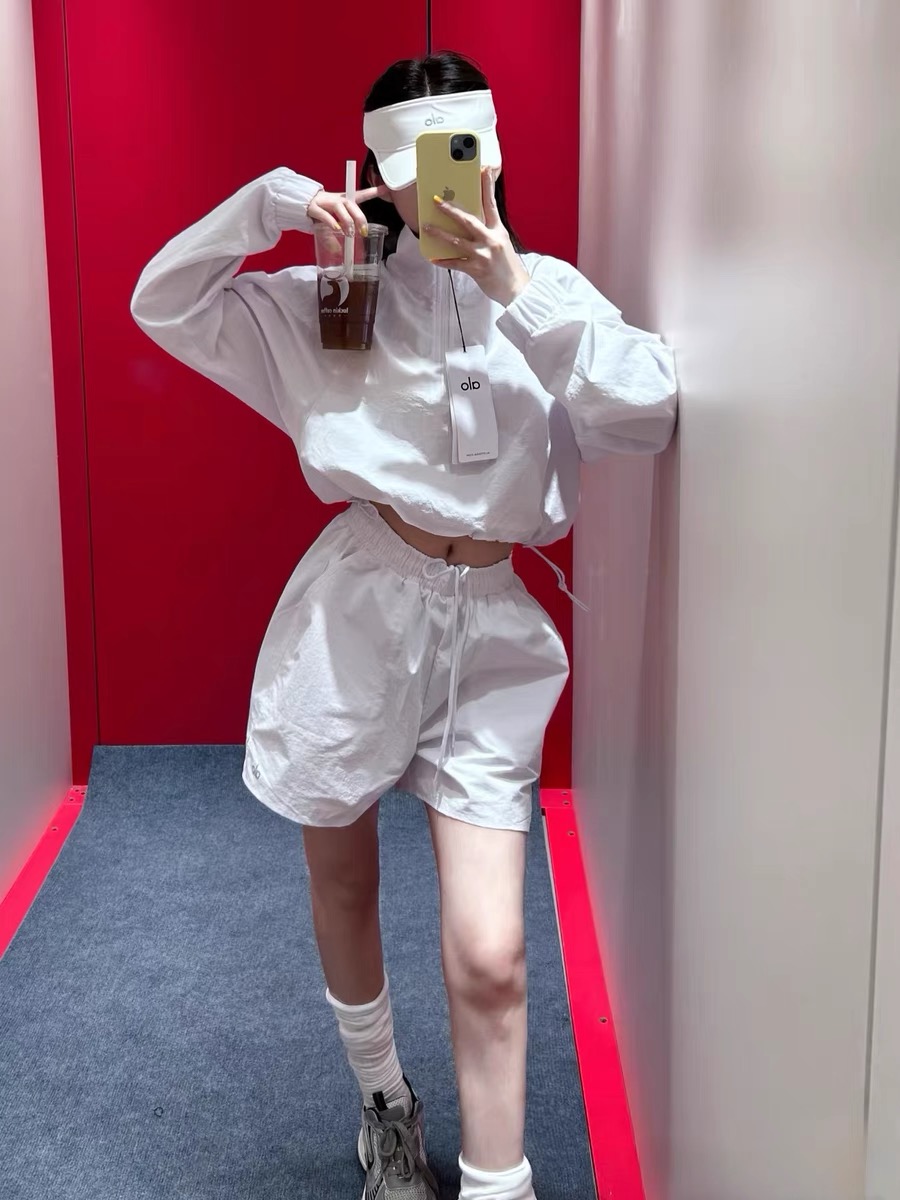 a/o防晒服外套拉链套装黑白运动瑜伽外穿网红同款户外骑行跑步瘦