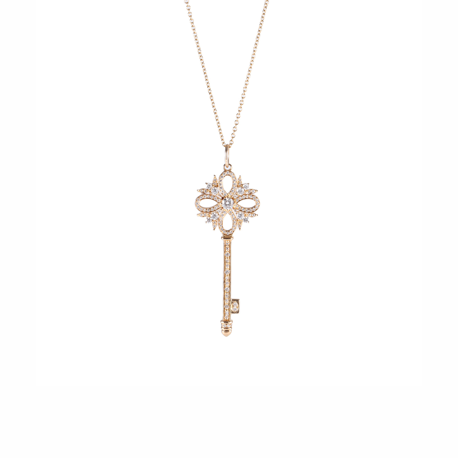 99新 Tiffany & Co./蒂芙尼 小花佳珊玫瑰金  Keys系列 钥匙项链