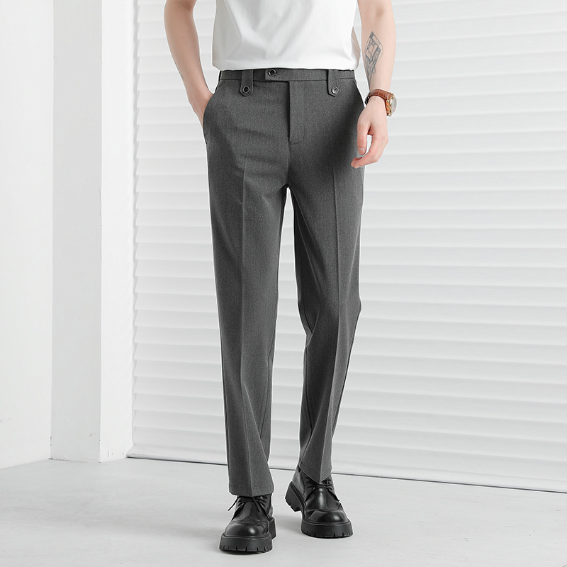 新款小西裤男士夏季款修身直筒长裤子商务休闲抗皱垂感九分西装裤