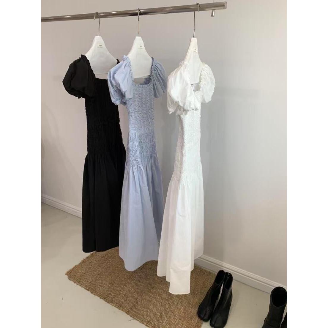 6863  法式方领重工打揽连衣裙 w