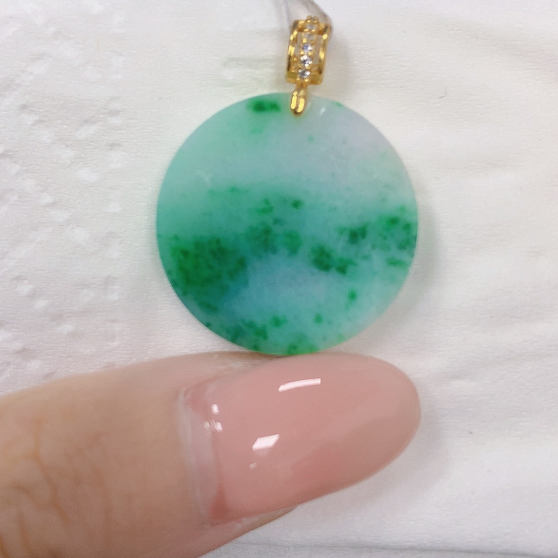 翡翠银S925镶嵌颈饰天然翡翠a货 百元以上9米证书费自理