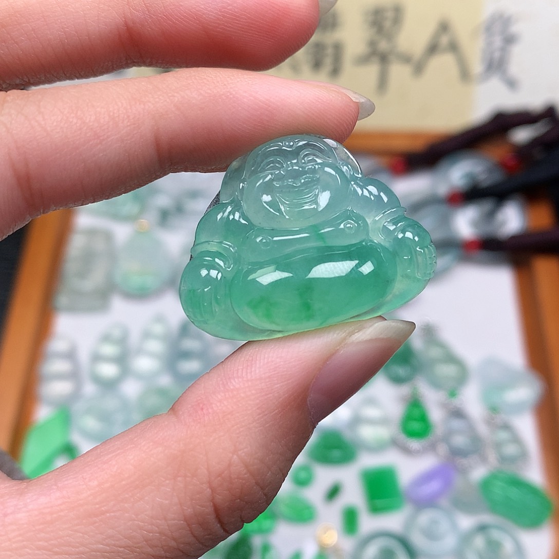 翡翠裸石缅甸天然A货翡翠冰种佛公