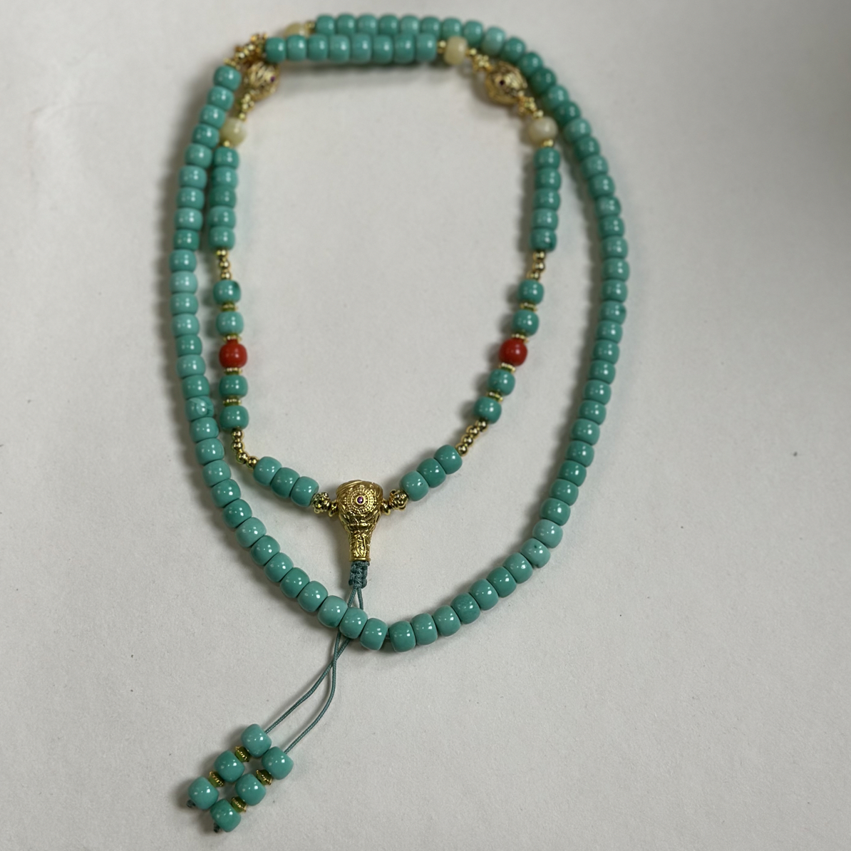 钨金珐琅项链 新中式 高瓷绿定制款老型108链子