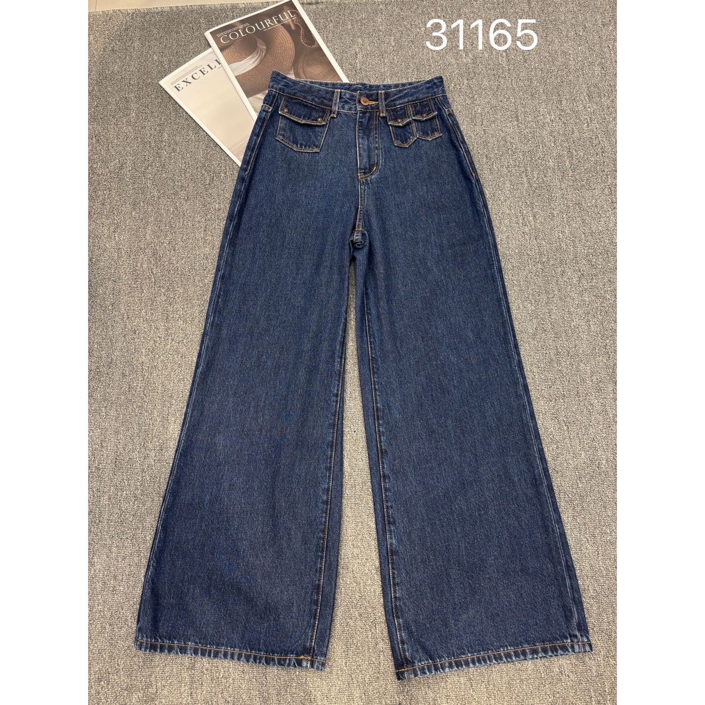 KIKI严选：31165-YER家欧洲站南油秋冬双袋设计筒喇裤休闲牛仔裤