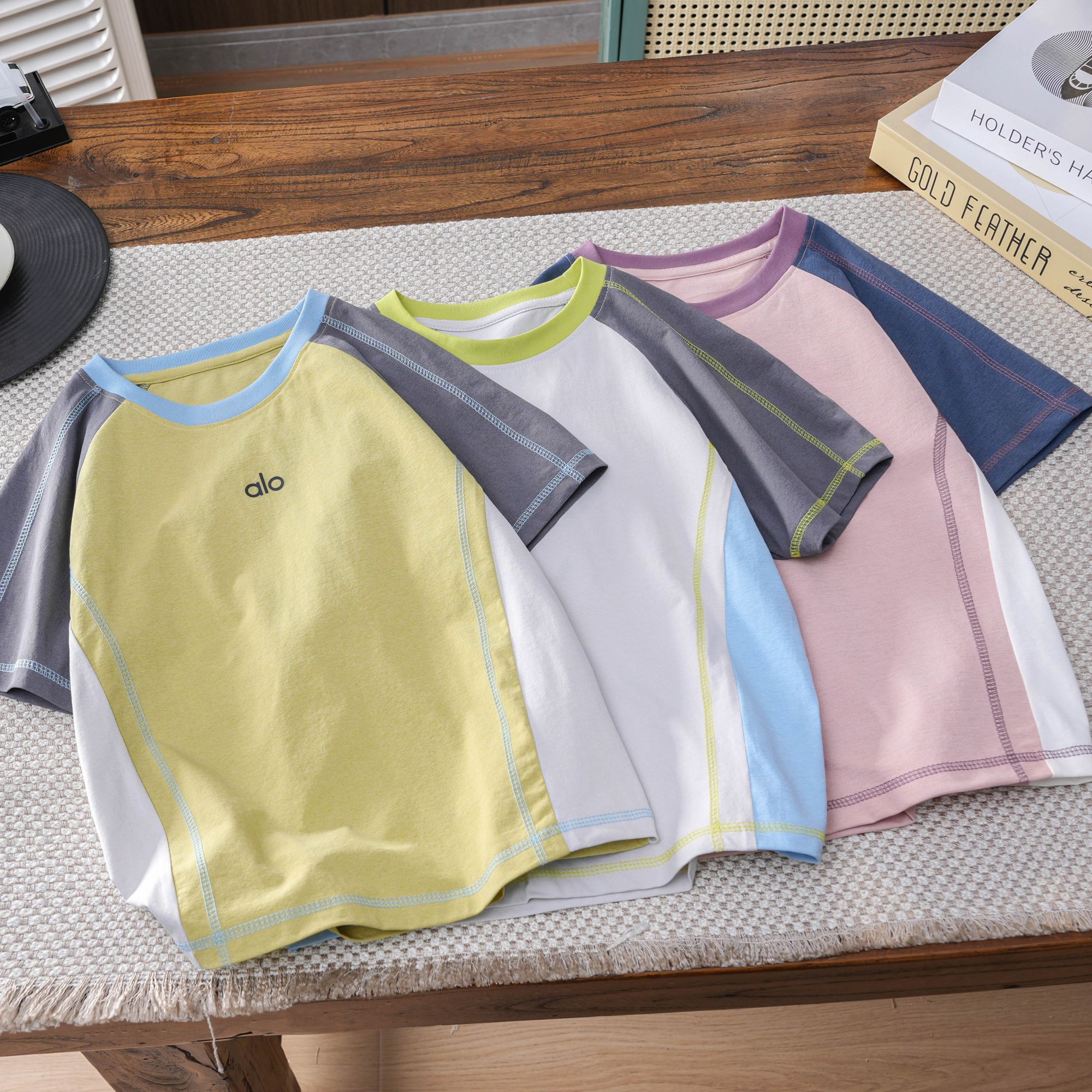 儿童夏季字母撞色休闲短袖T恤男童圆领半袖上衣25X44